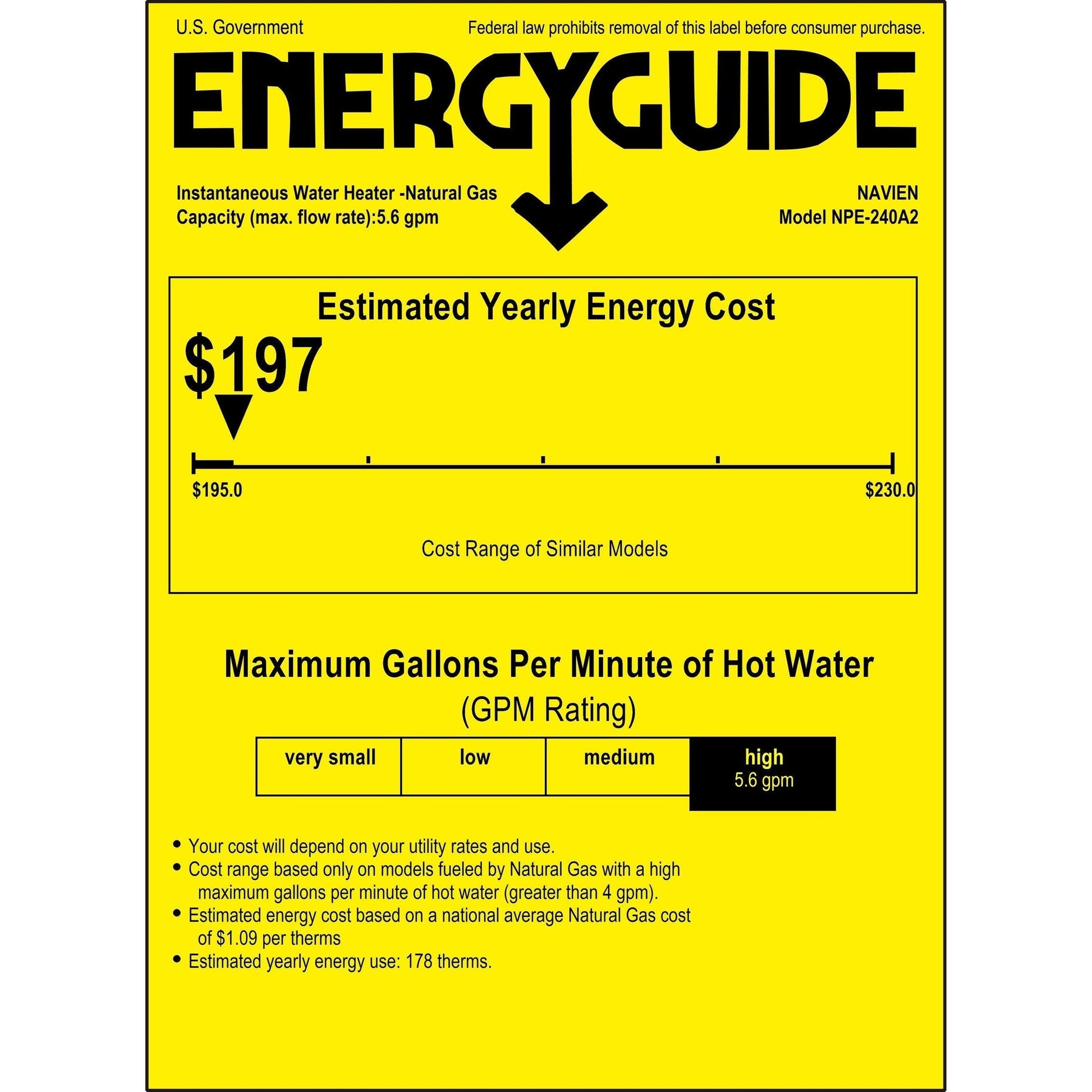 NPE-240A2 - Condensing Tankless Water Heater - 199,000 BTU